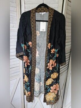 NWT DR2 Floral Print Open-Front Kimono